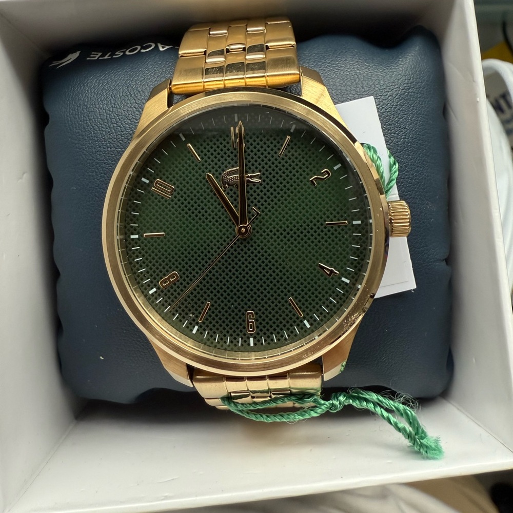 Lacoste Gold and Green Watch New with tags